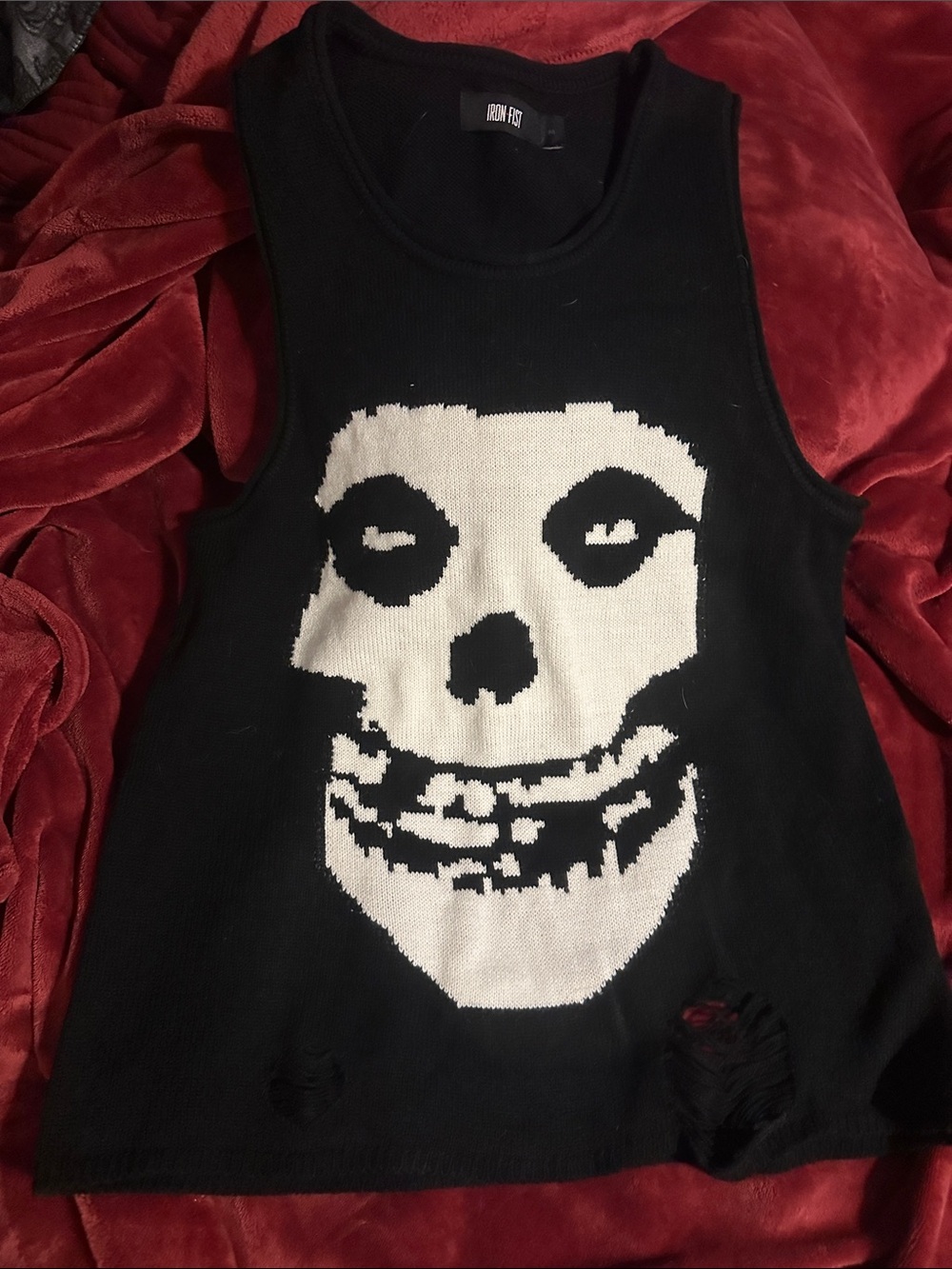 Iron Fist Black Knit Tank with Misfits Skull
